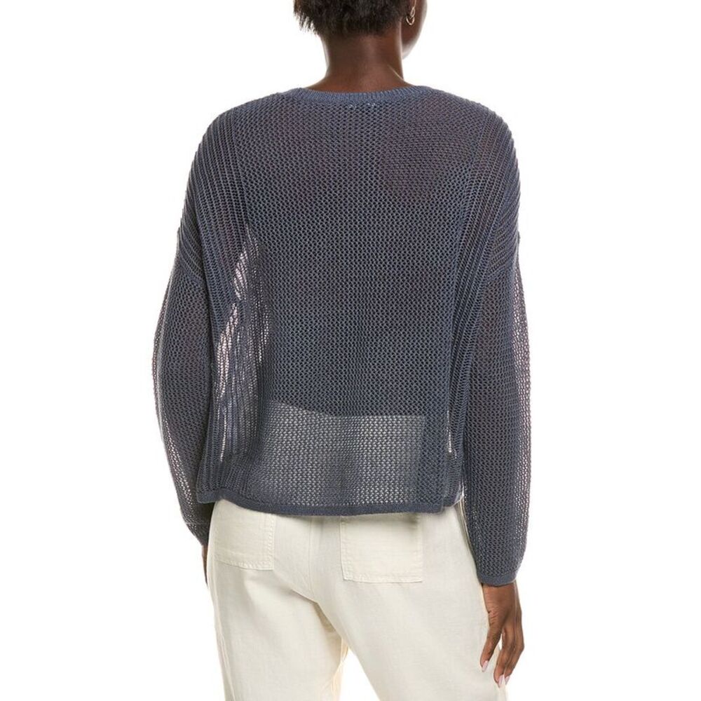 Eileen Fisher Womens Crewneck Linen-Blend Sweater, Blue - Picture 2 of 3